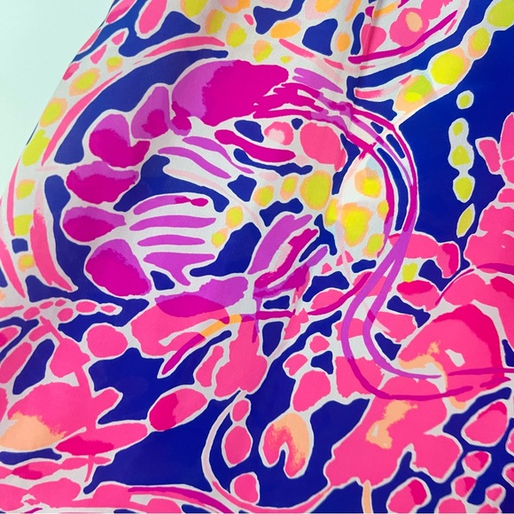 Lilly Pulitzer Elsa 100% Silk Blouse Catch & Release Brilliant Blue Shrimp - Picture 3 of 5